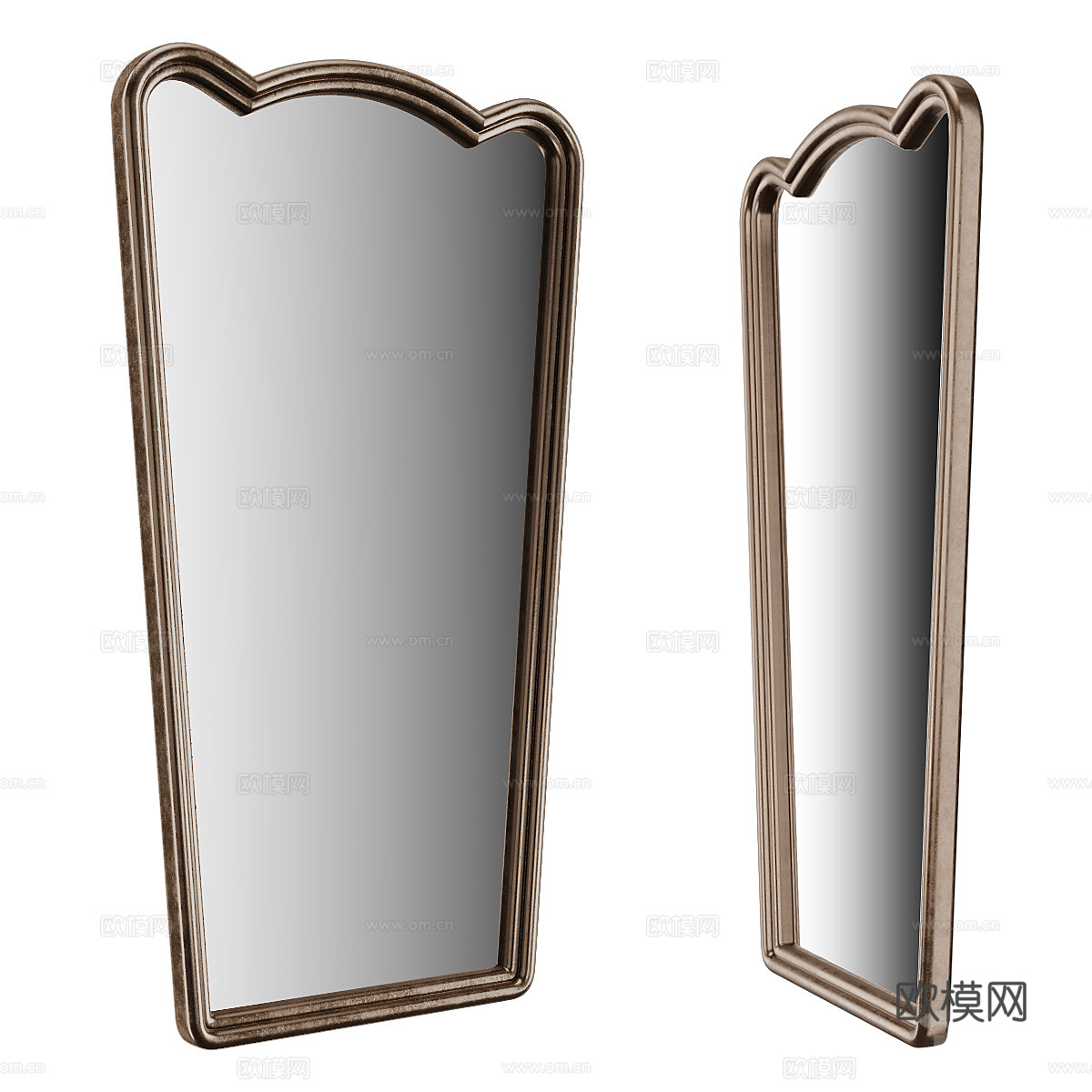 美式简约木框装饰镜3d模型