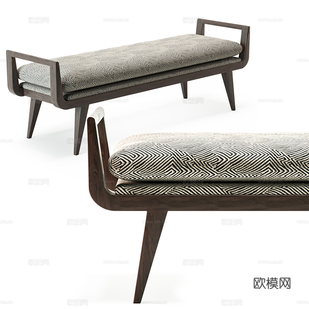 床边凳 床尾凳 长凳3d模型