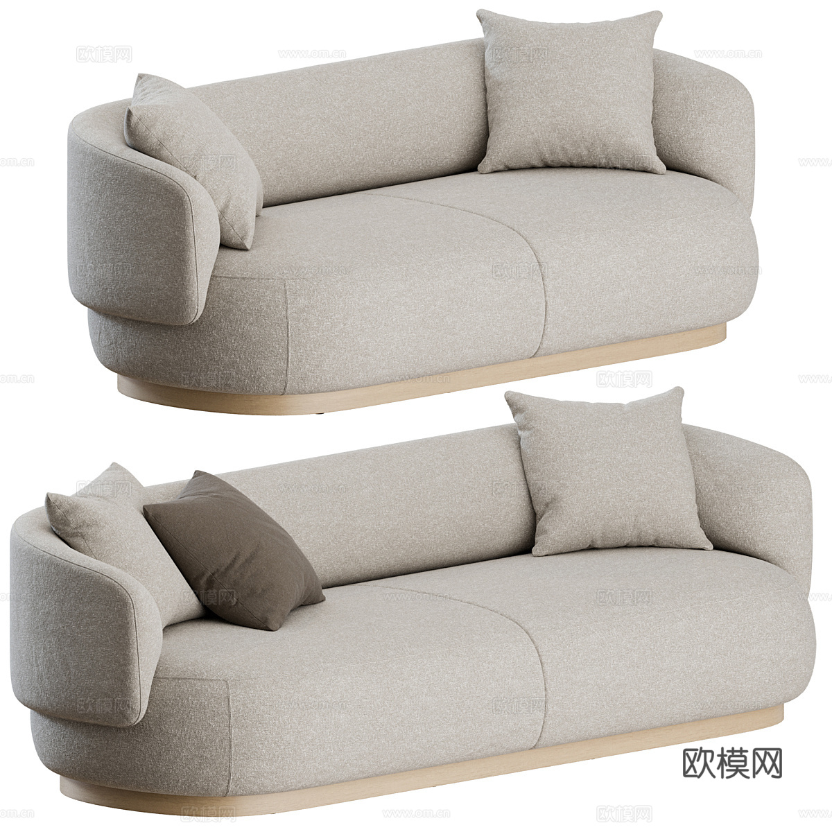 现代奶油风布艺休闲沙发3d模型