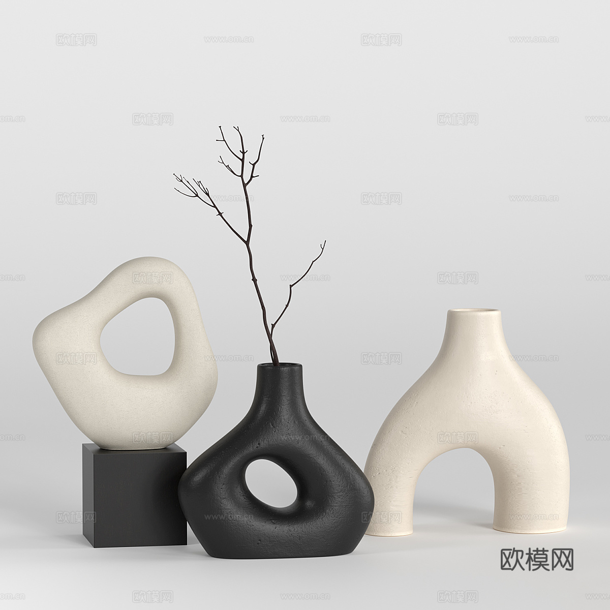 新中式侘寂花瓶花艺3d模型