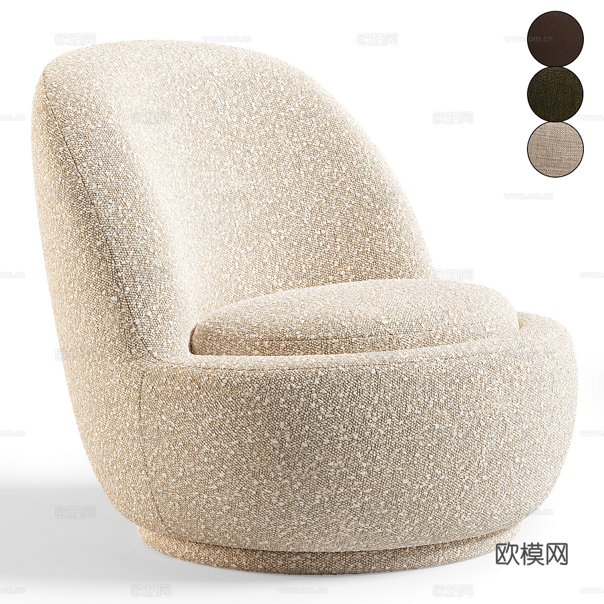 现代奶油风布艺沙发椅3d模型