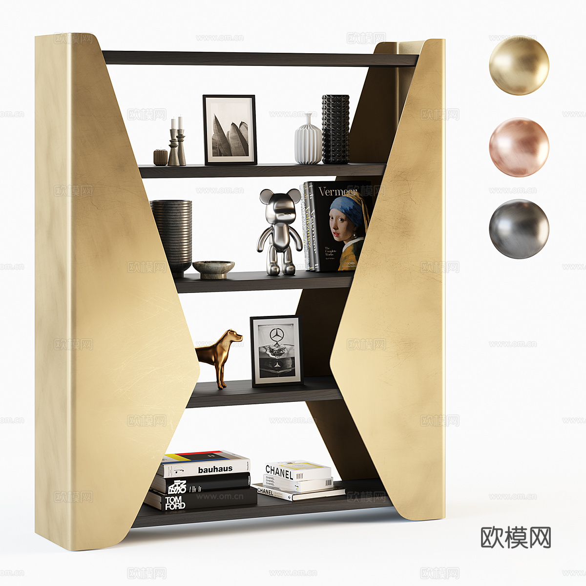 现代轻奢装饰书架3d模型