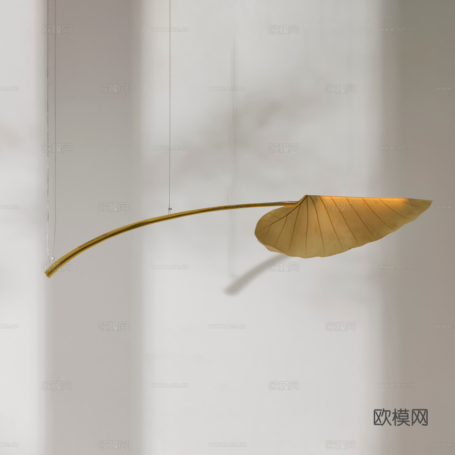北欧现代芭蕉叶子吊灯 吧台艺术餐厅树叶造型吊灯su模型
