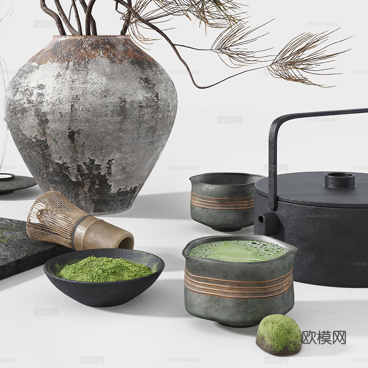 新中式侘寂茶具3d模型