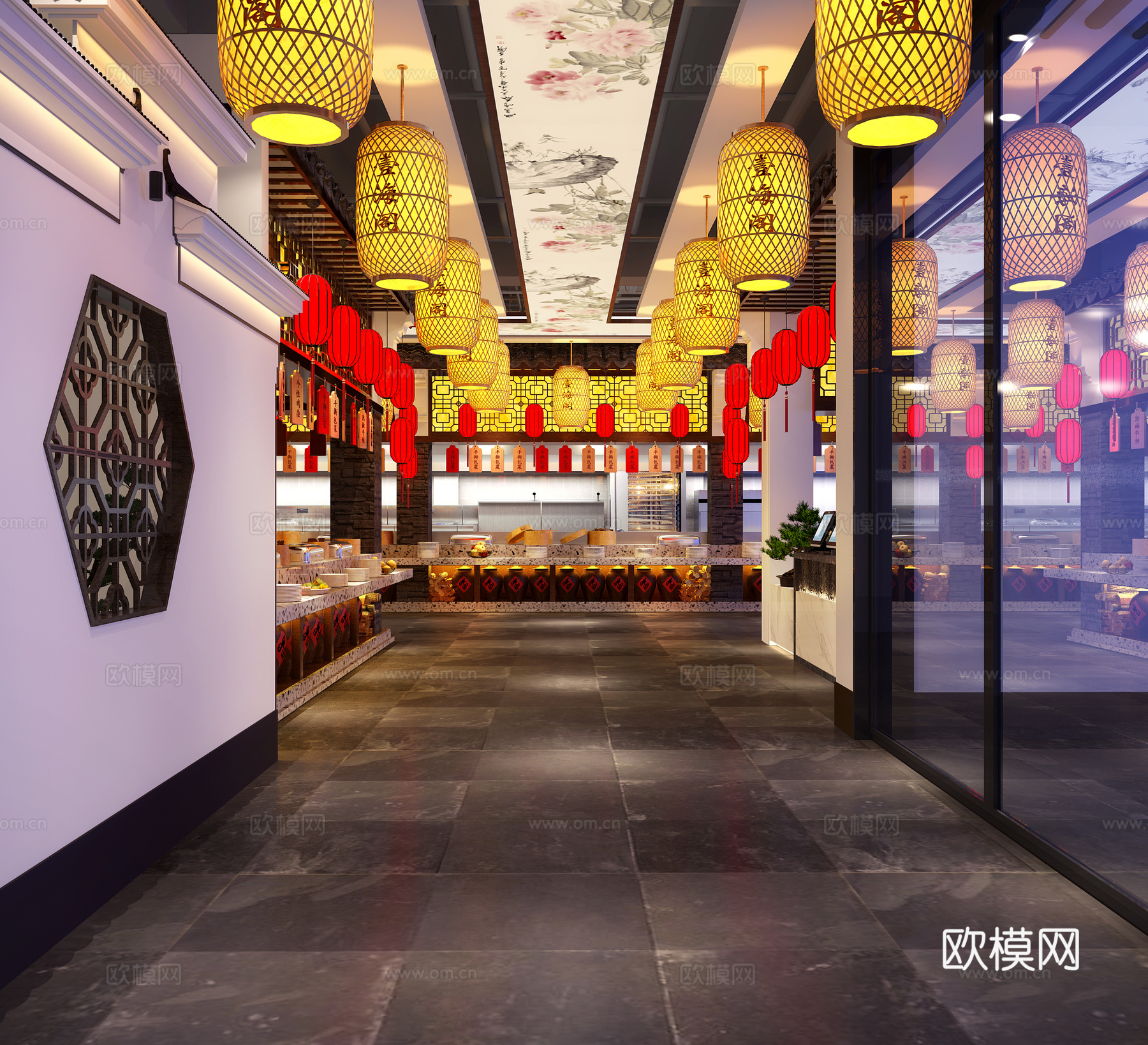 新中式酒店餐厅厨房档口3d模型