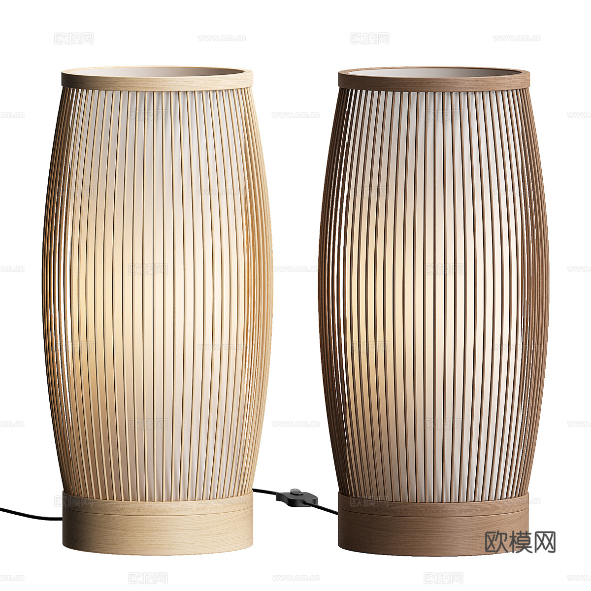 新中式柱式台灯3d模型