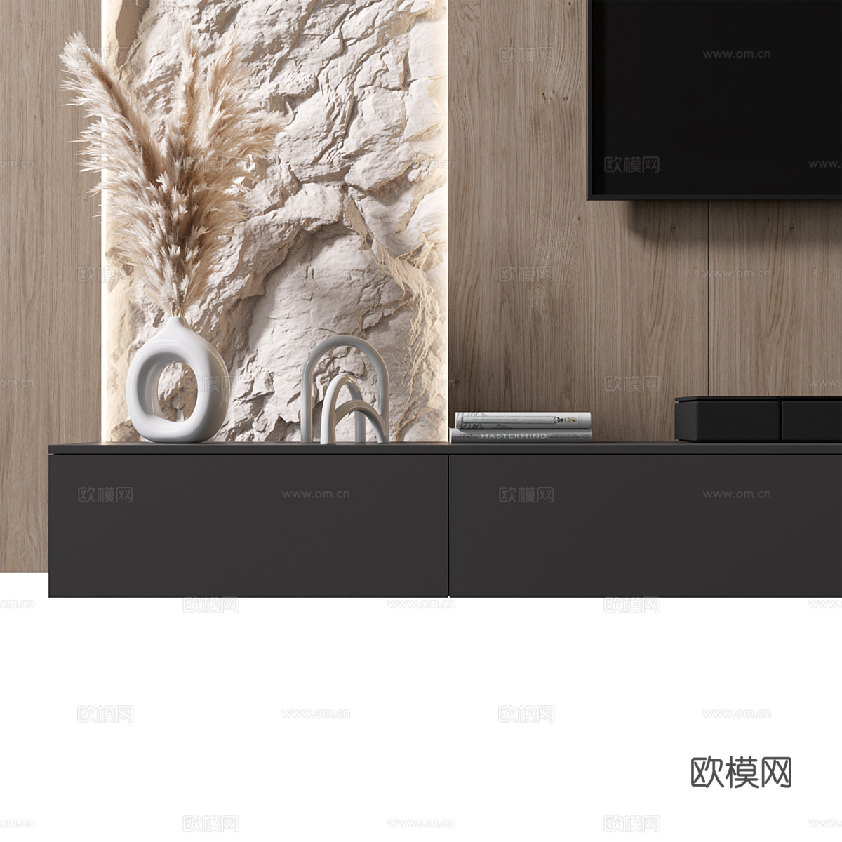 现代极简电视背景墙3d模型