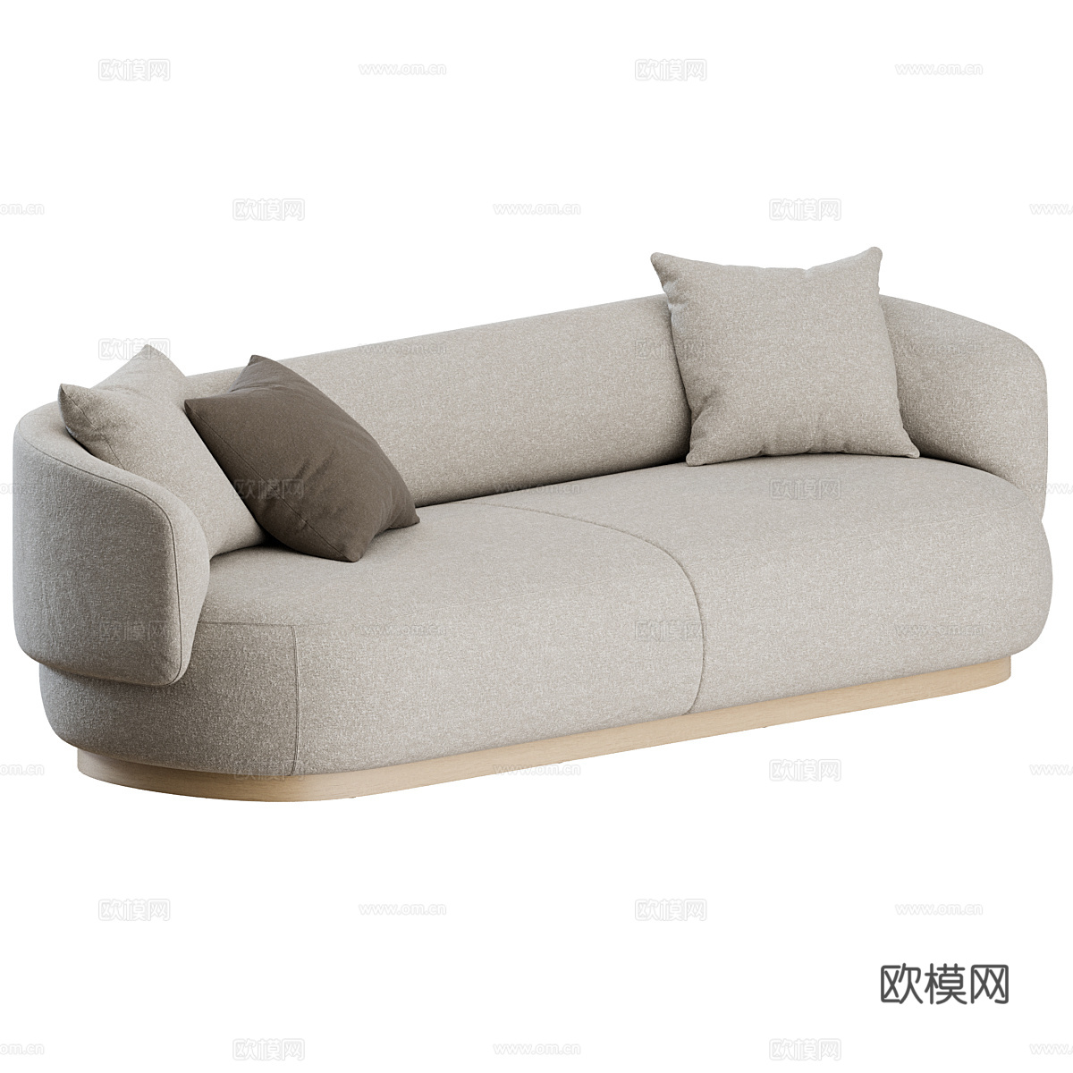 现代奶油风布艺休闲沙发3d模型