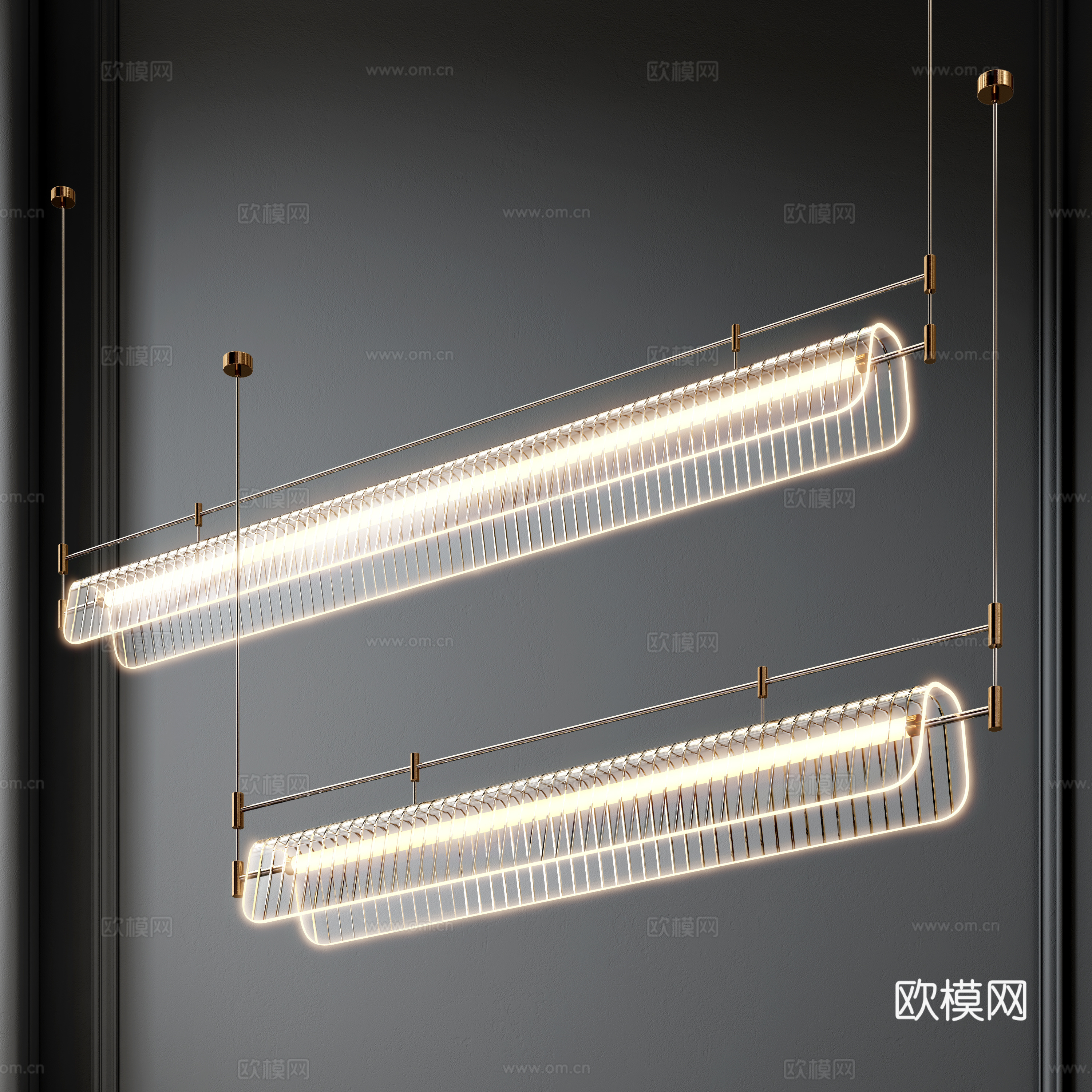 现代条形吊灯 玻璃吊灯 餐厅吊灯 书房吊灯 线性吊灯 轻奢灯su模型