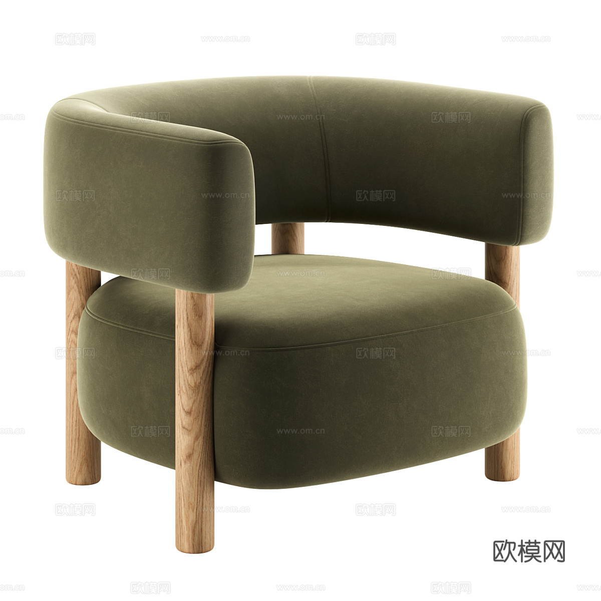 现代奶油风布艺扶手椅3d模型