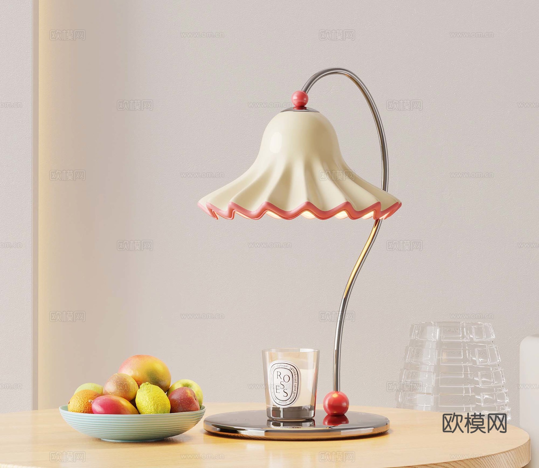 法式奶油风台灯3d模型