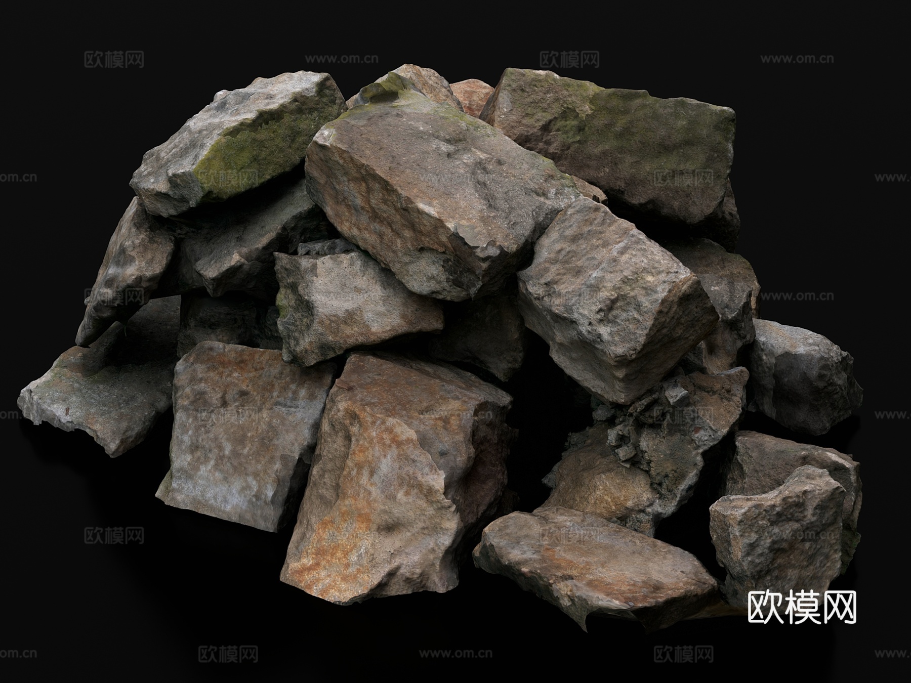 石头 岩石 石块 石头堆3d模型