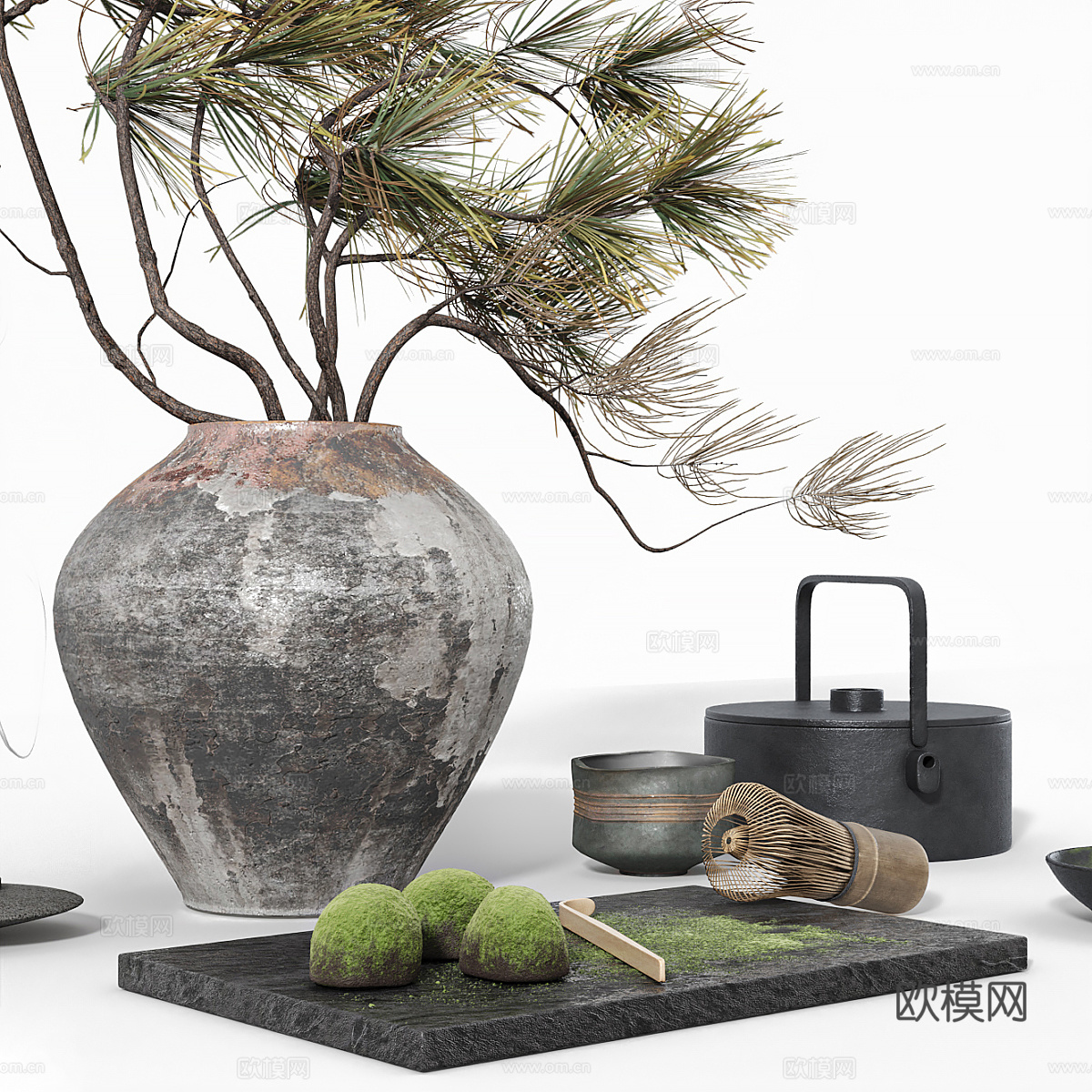 新中式侘寂茶具3d模型