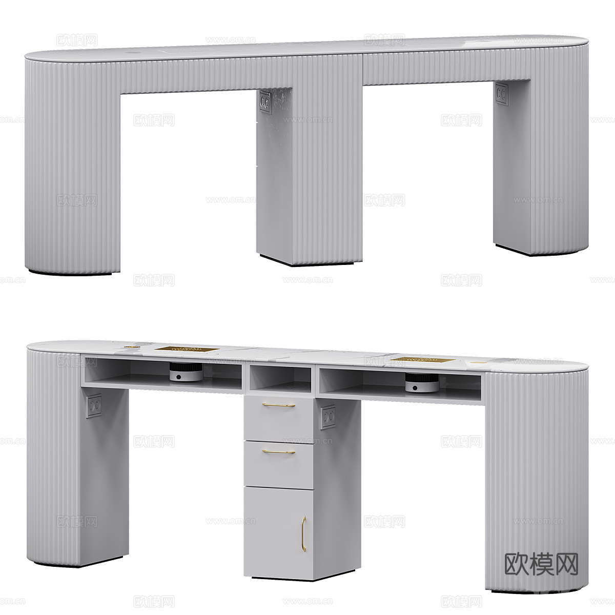 现代奶油风美甲台3d模型