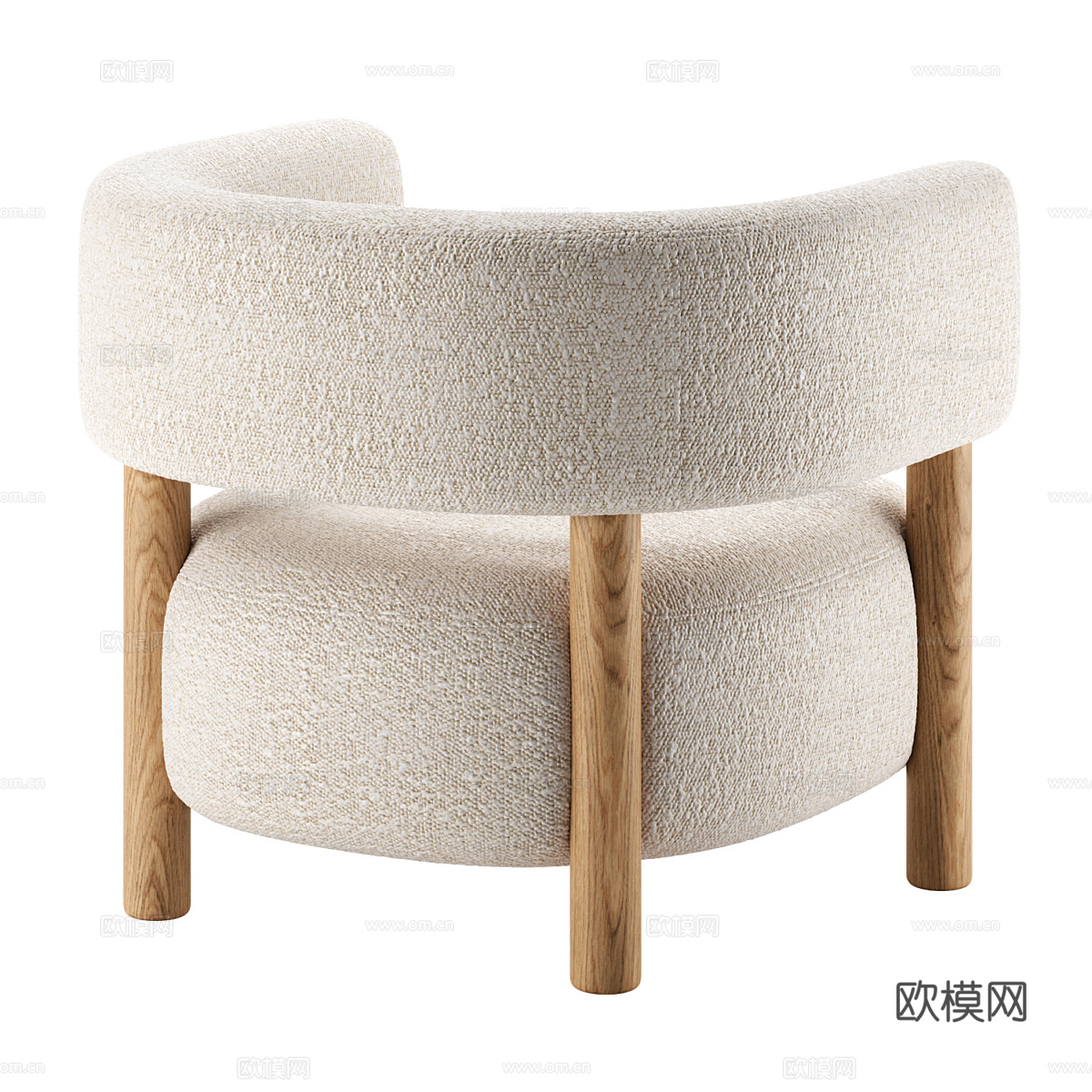 现代奶油风布艺扶手椅3d模型