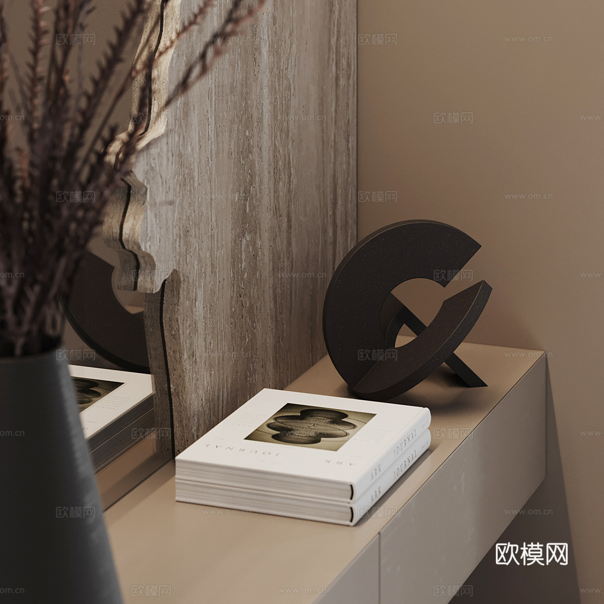 现代意式极简衣柜梳妆台3d模型