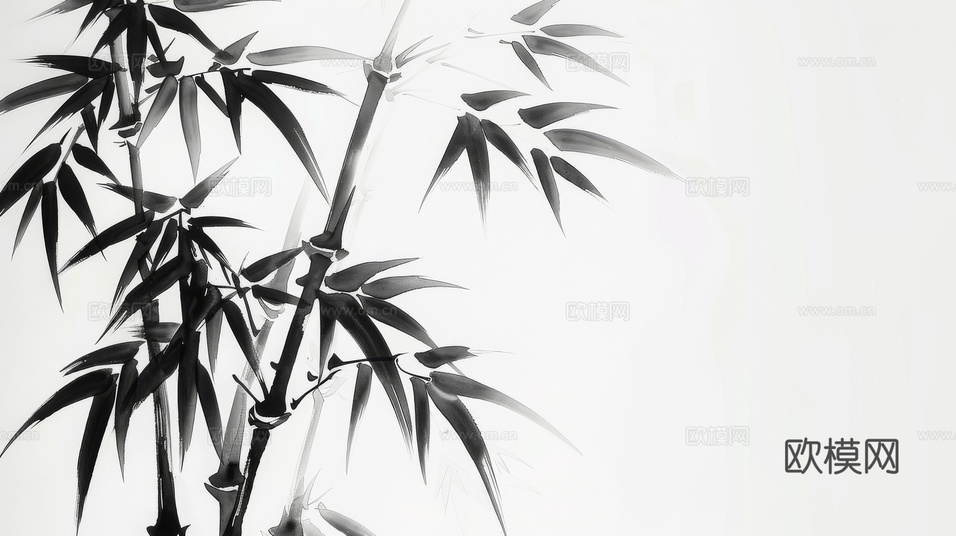 中式竹子竹林壁纸壁画下载(渲染图3)