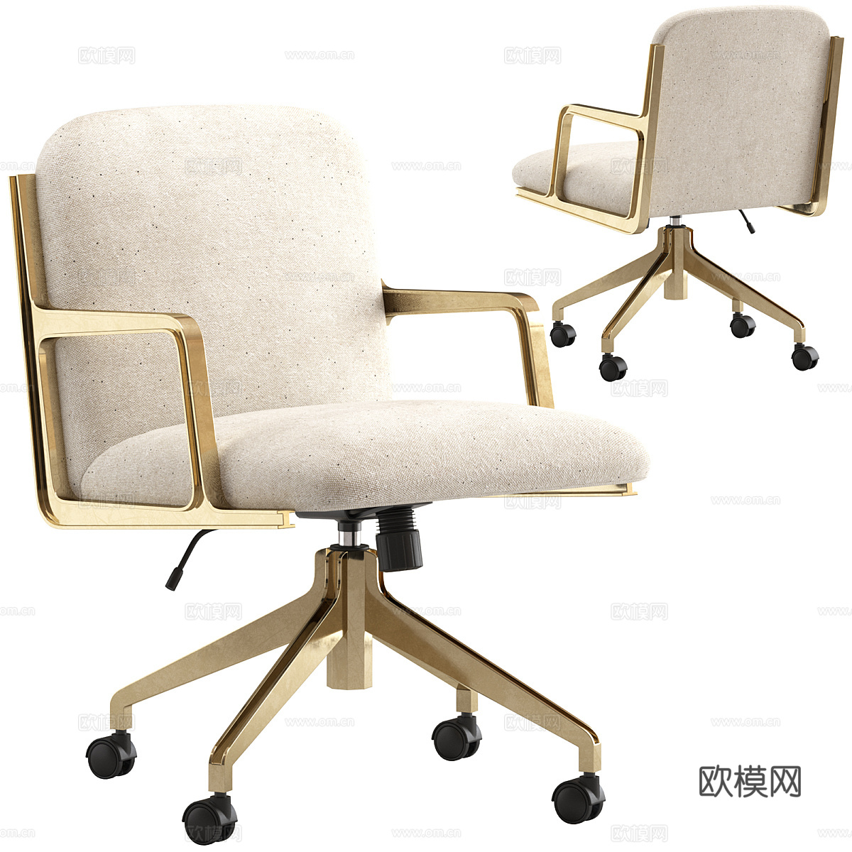 现代轻奢布艺办公椅3d模型