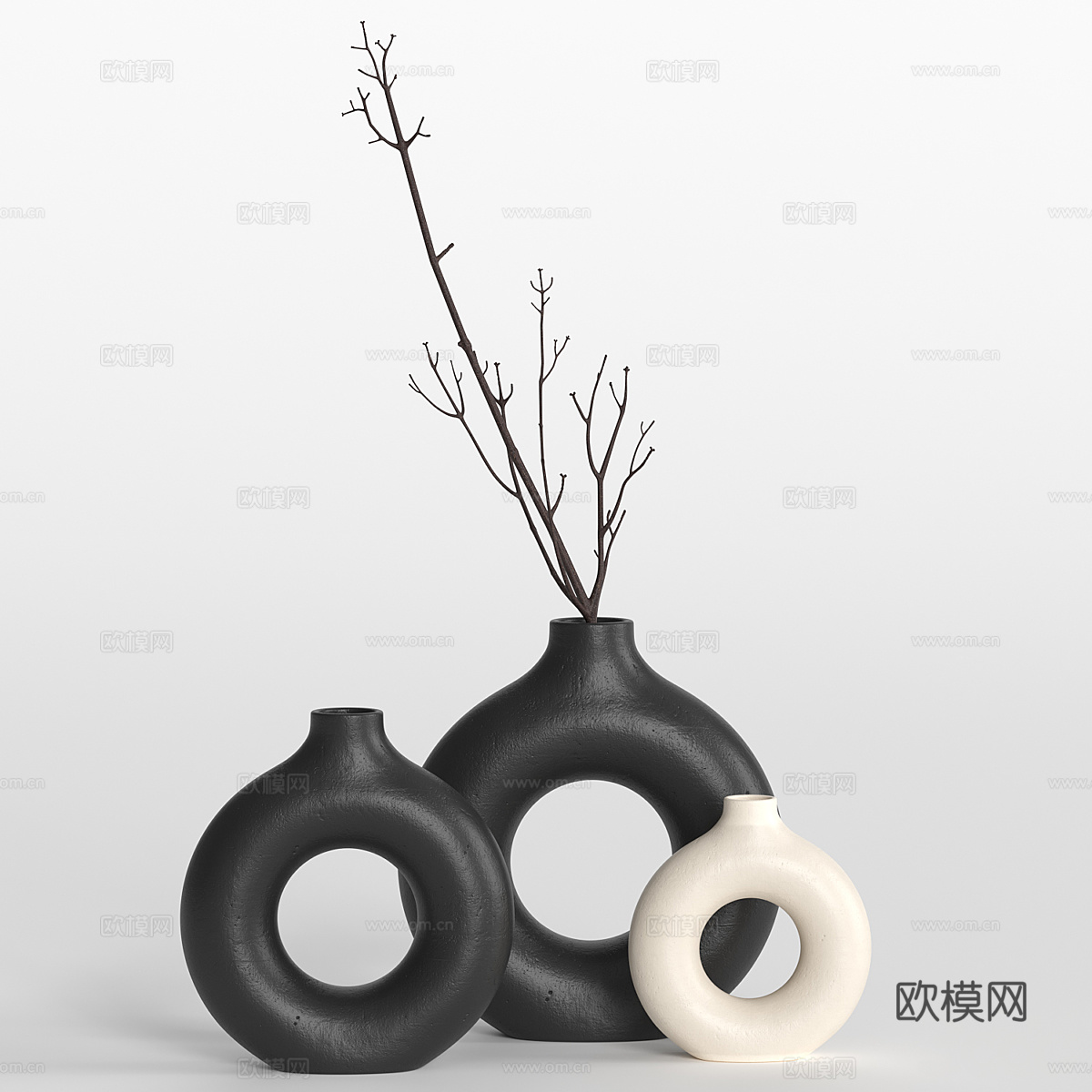 新中式侘寂花瓶花艺3d模型