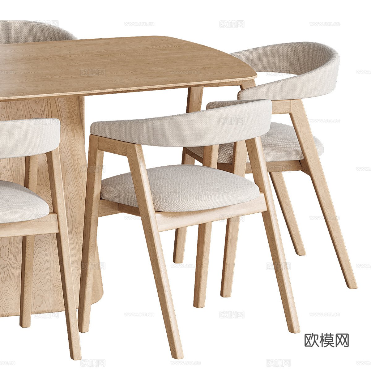 新中式实木餐桌椅3d模型