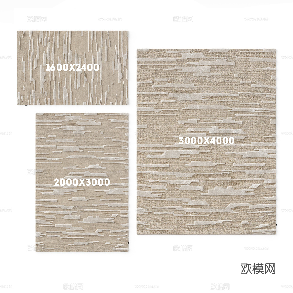 现代奶油风羊毛布艺地毯3d模型