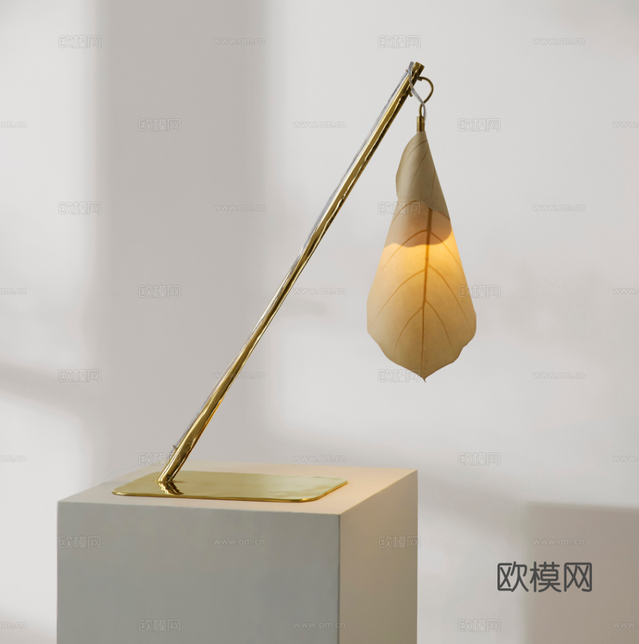 北欧现代叶子台灯 氛围艺术灯su模型