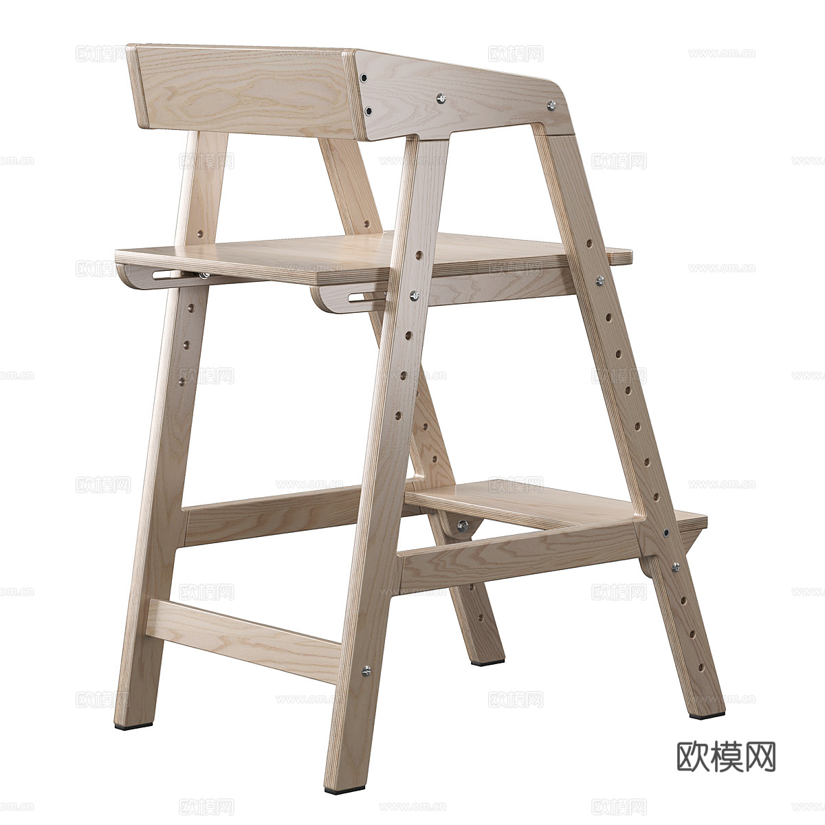 新中式木质儿童成长椅3d模型3d模型