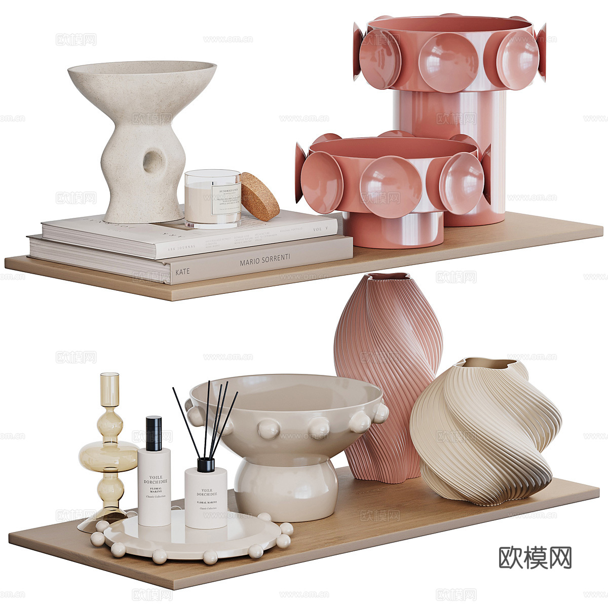 现代奶油风陶罐 花瓶3d模型