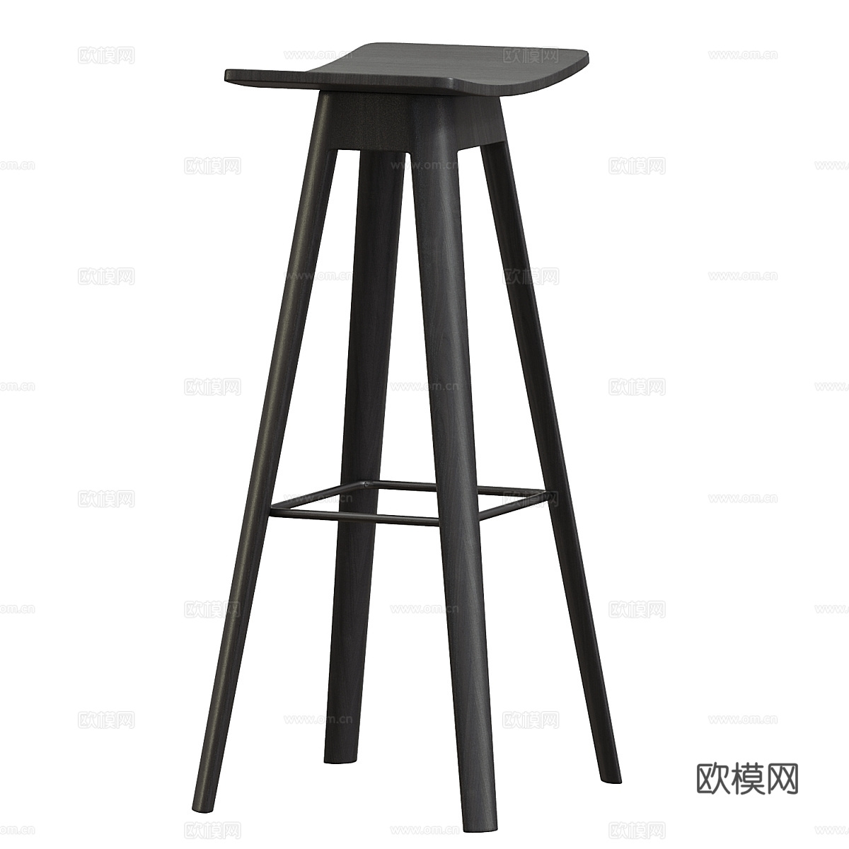 新中式木质吧台椅3d模型