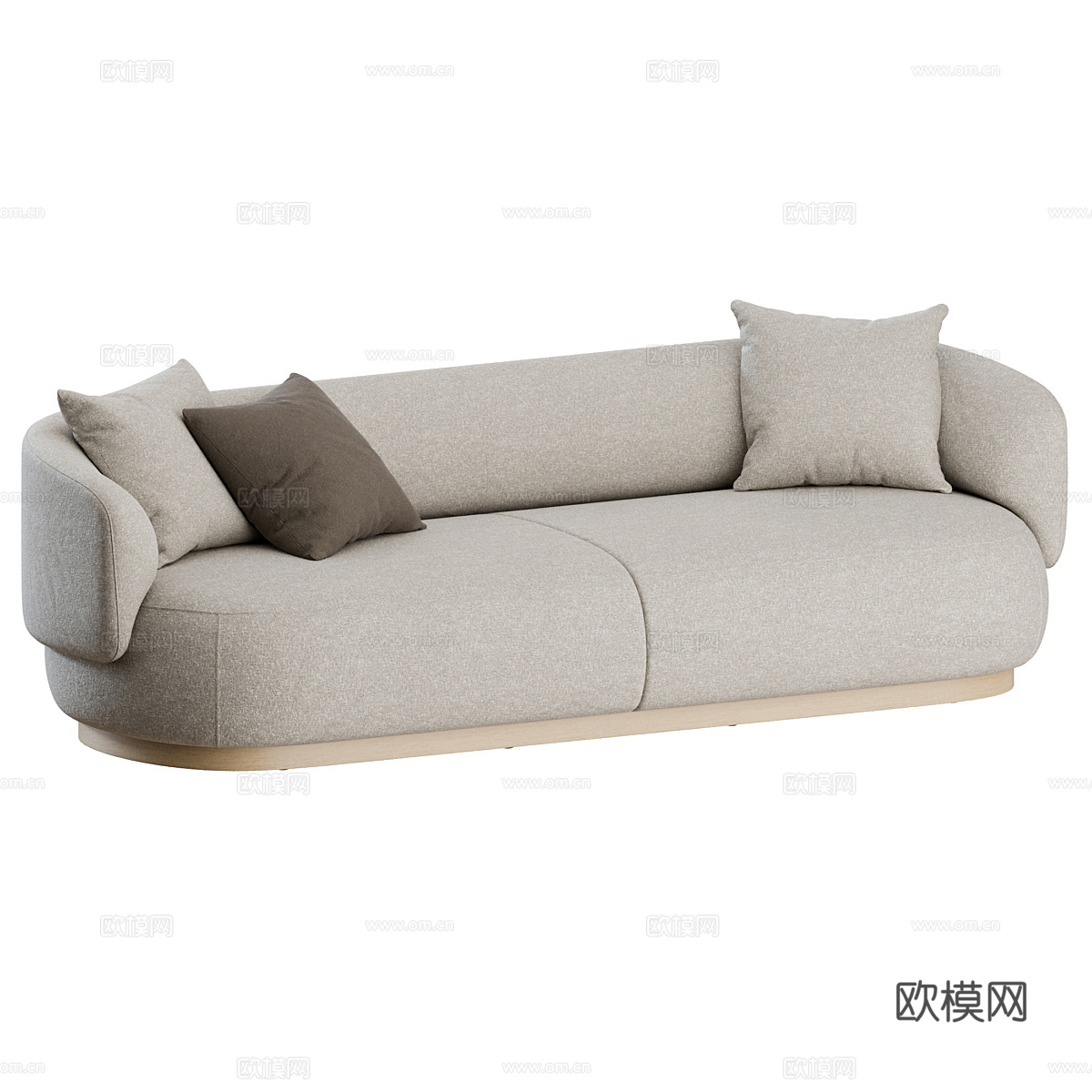 现代奶油风布艺休闲沙发3d模型