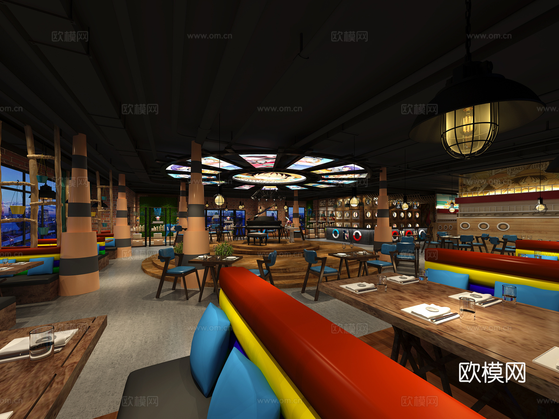 工业风餐厅海贼王主题餐厅 海贼王配饰3d模型