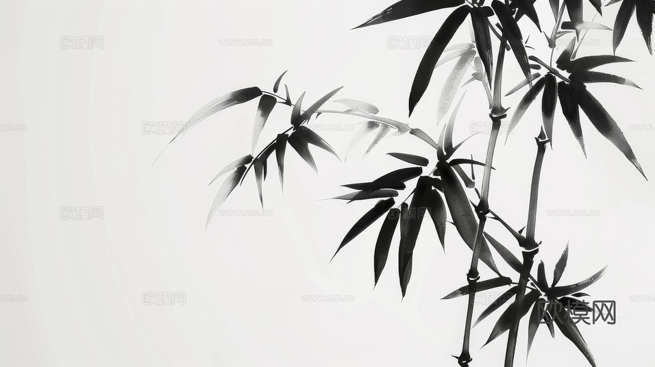 中式竹子竹林壁纸壁画下载(渲染图2)