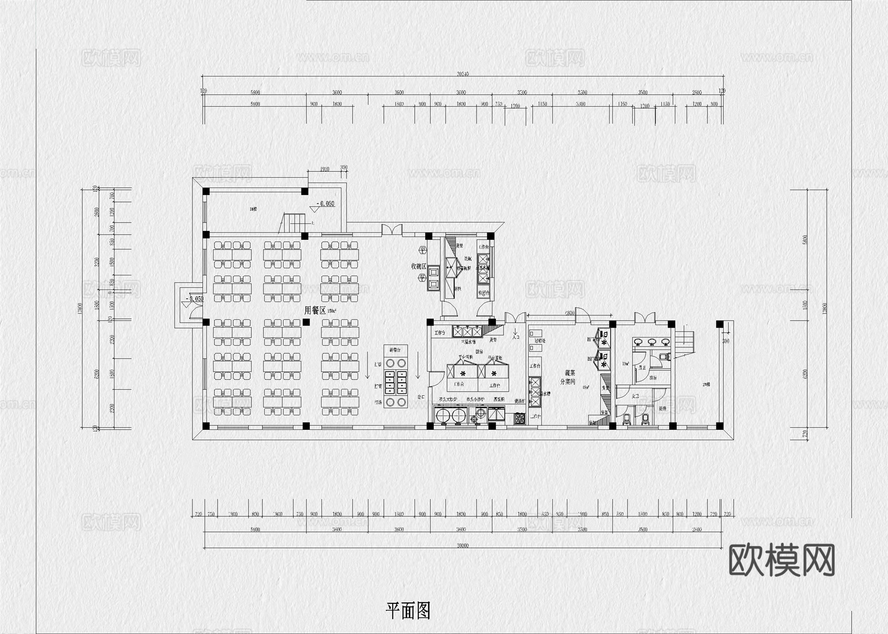 后厨 餐厅厨房 后厨设备 厨房 火锅店厨房 餐饮厨房cad施工图