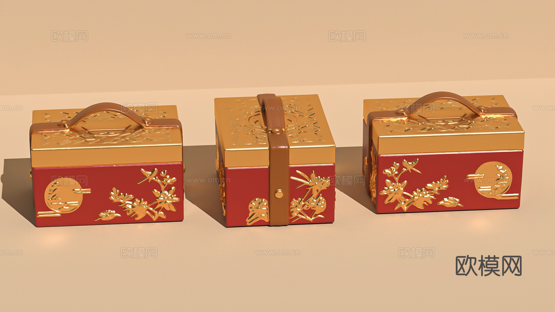 礼盒复古中式木盒盒子包装端午节中秋节春节3d模型