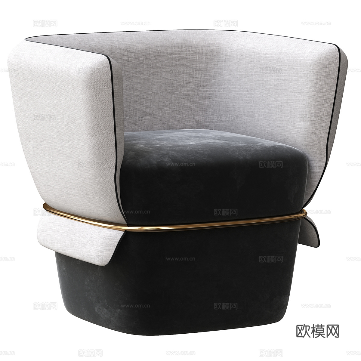 现代意式布艺沙发椅3d模型