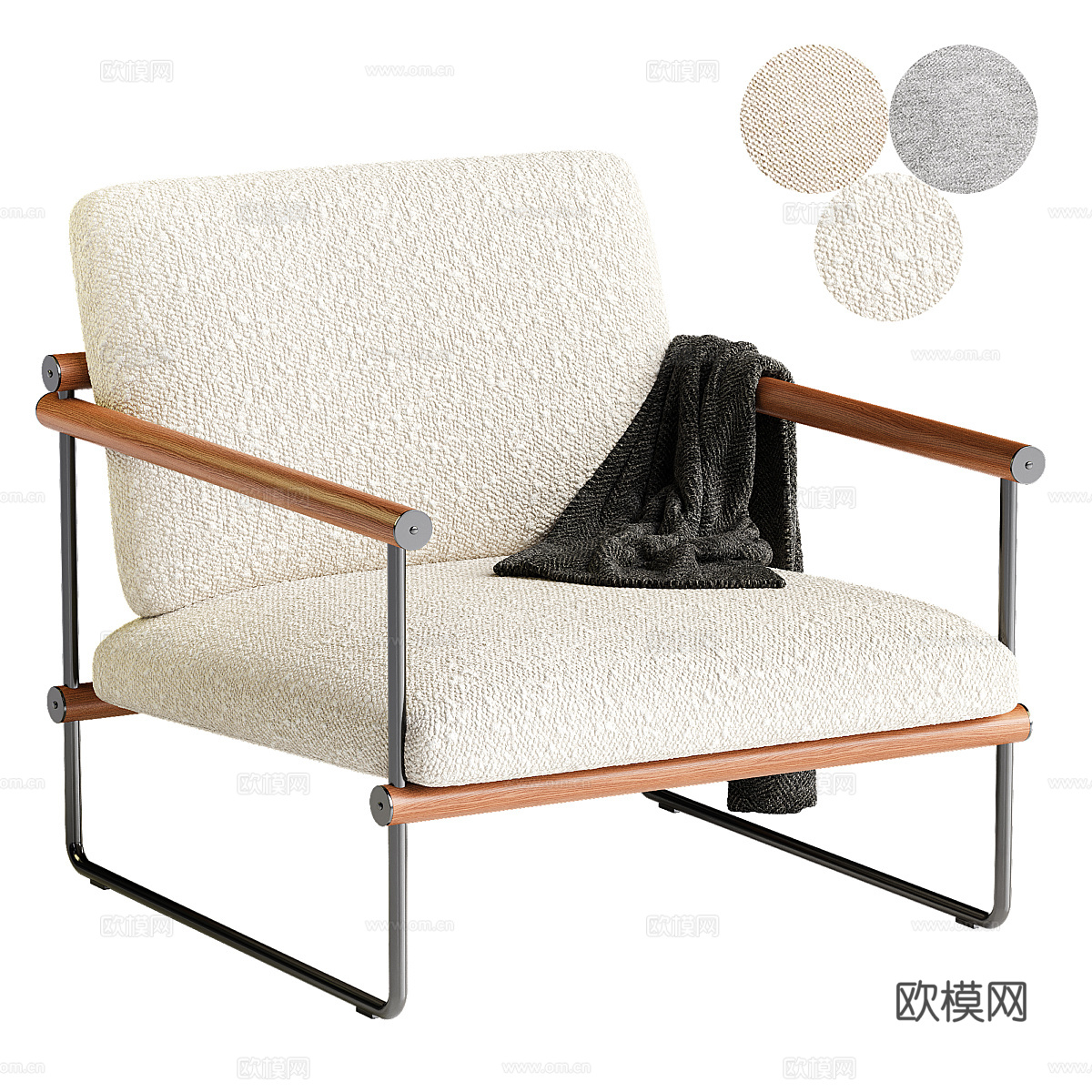 现代极简布椅扶手椅3d模型