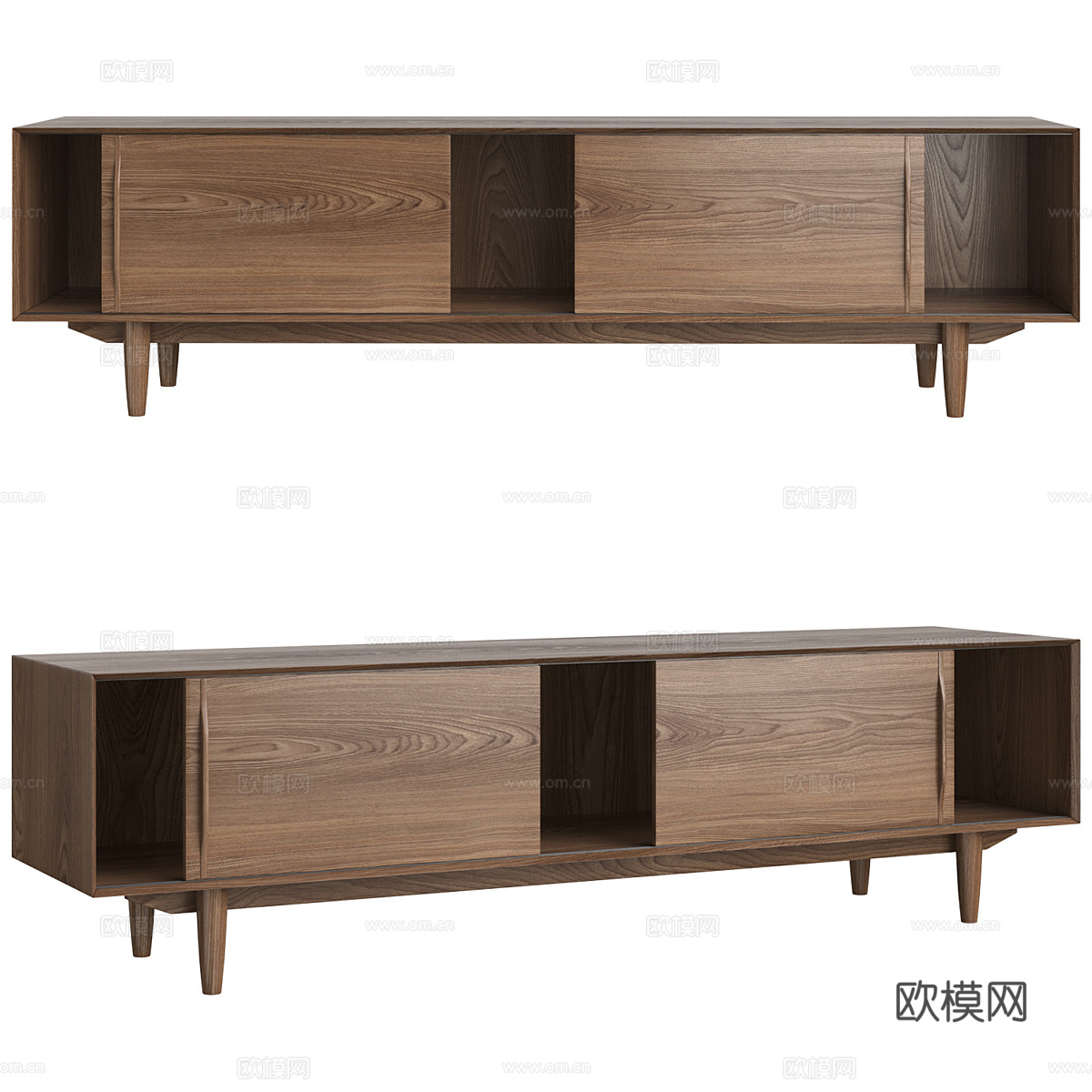 现代意式极简实木电视柜3d模型