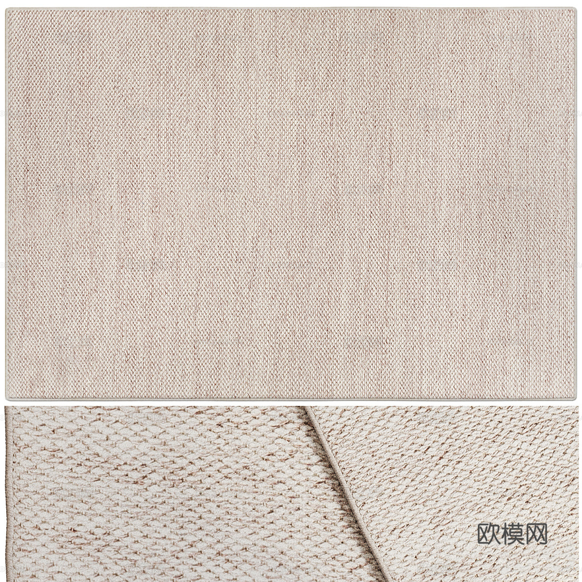 现代极简布艺地毯3d模型