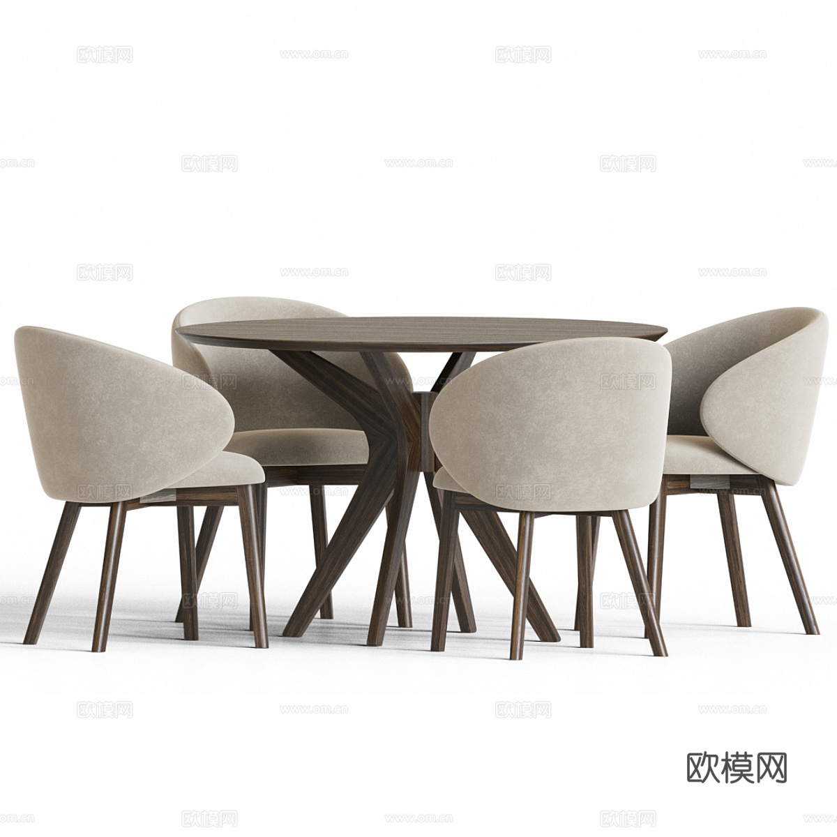 现代意式圆餐桌椅3d模型