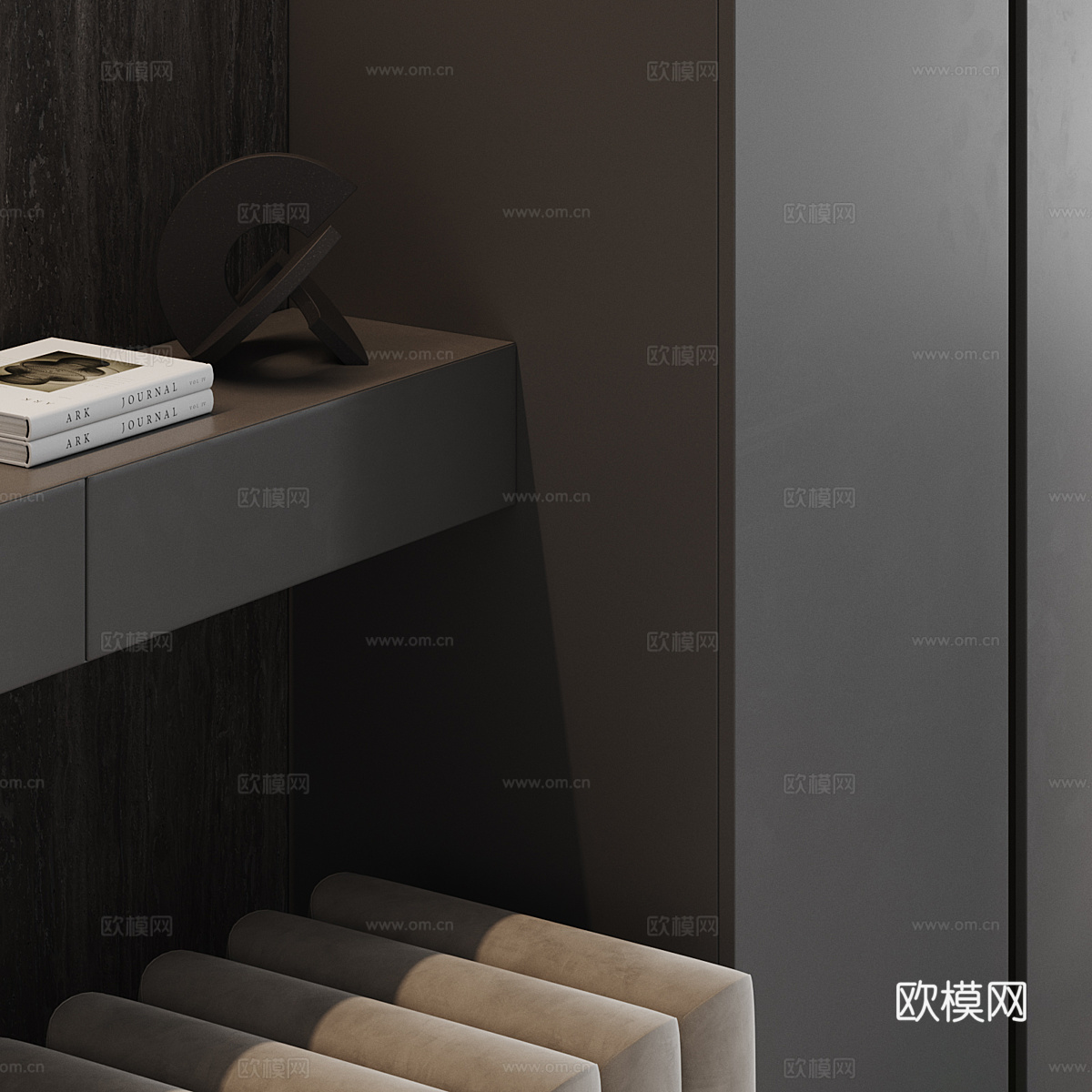 现代意式极简衣柜梳妆台3d模型