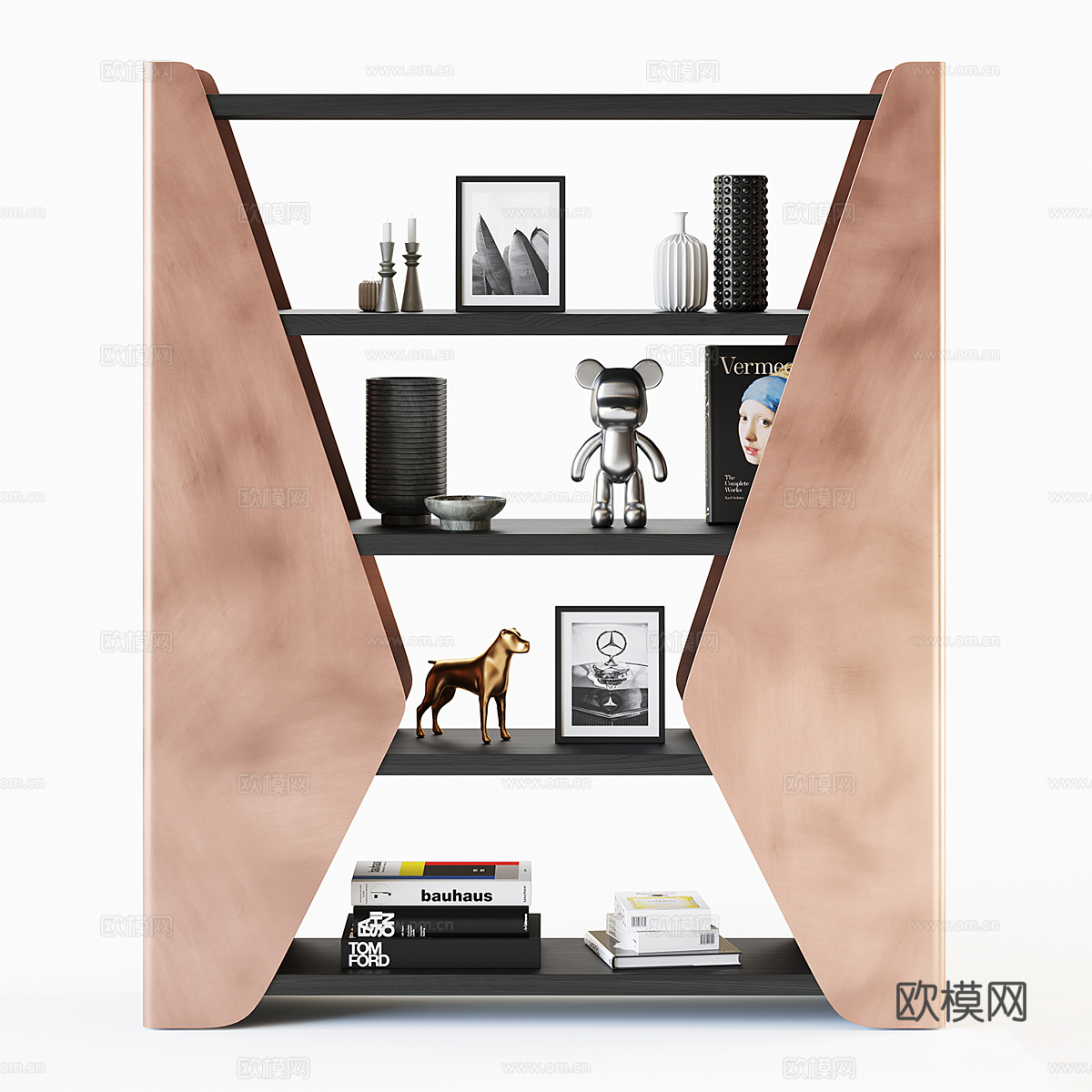 现代轻奢装饰书架3d模型