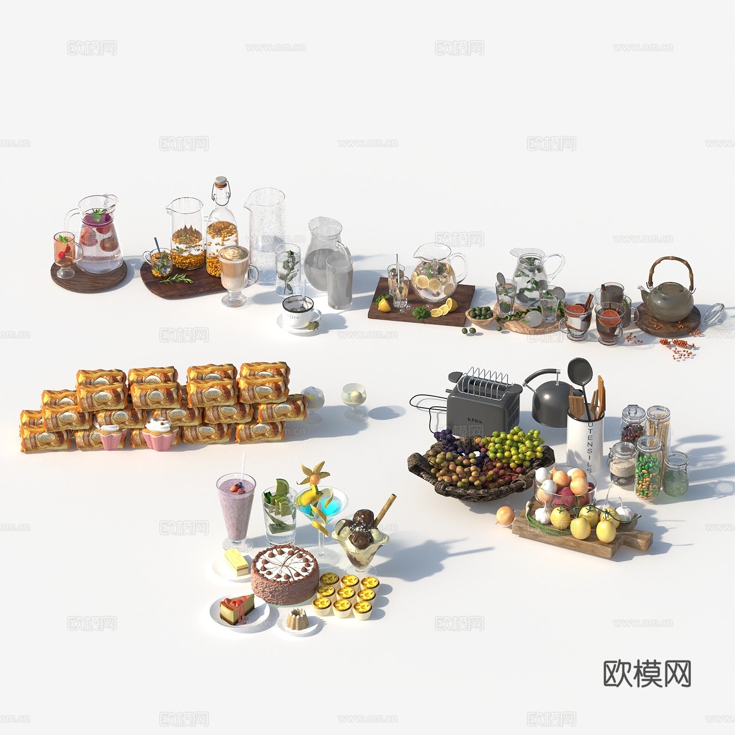 食物美食饮料面包糕点甜点零食3d模型