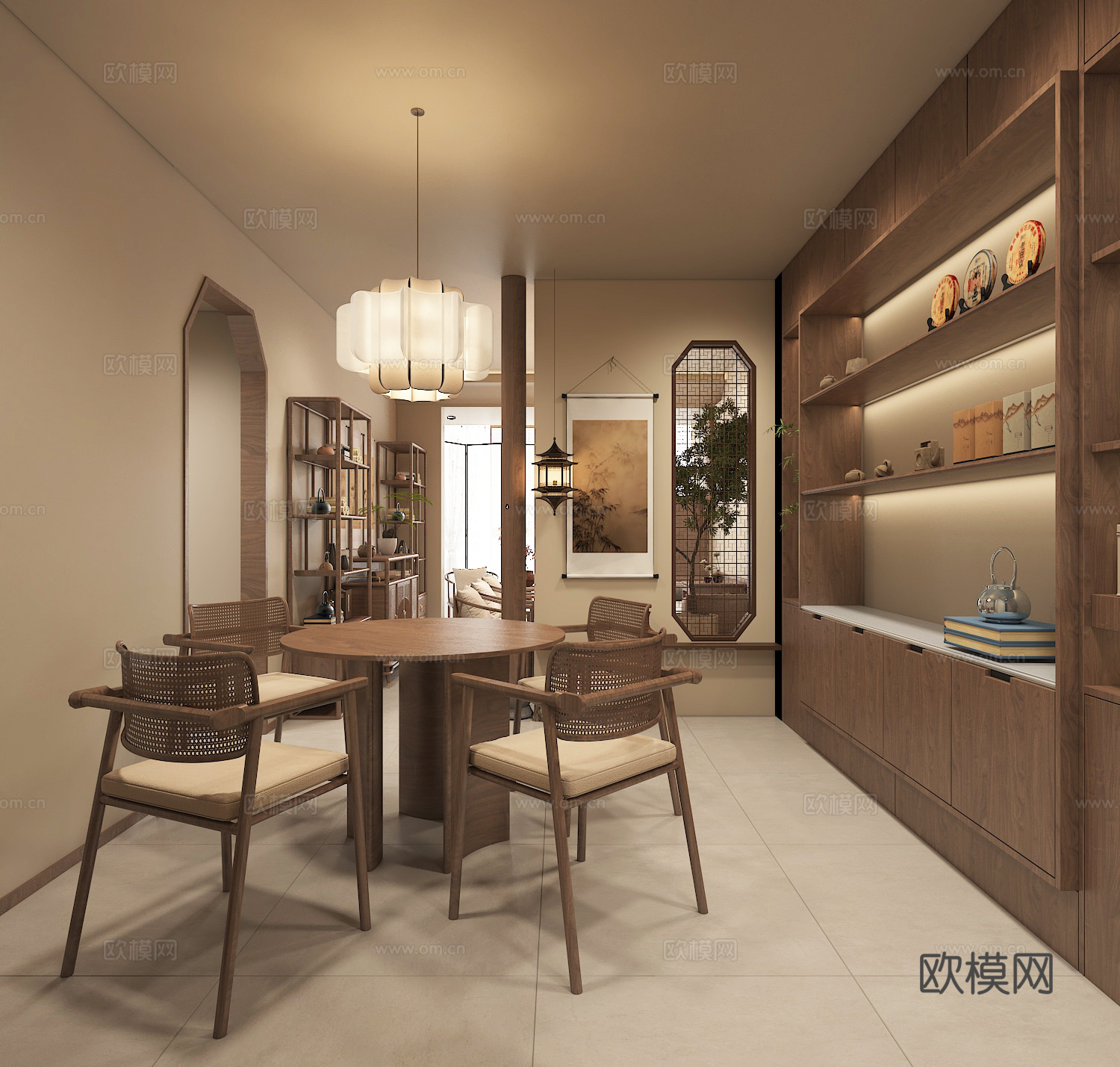 新中式宋式美学客餐厅3d模型