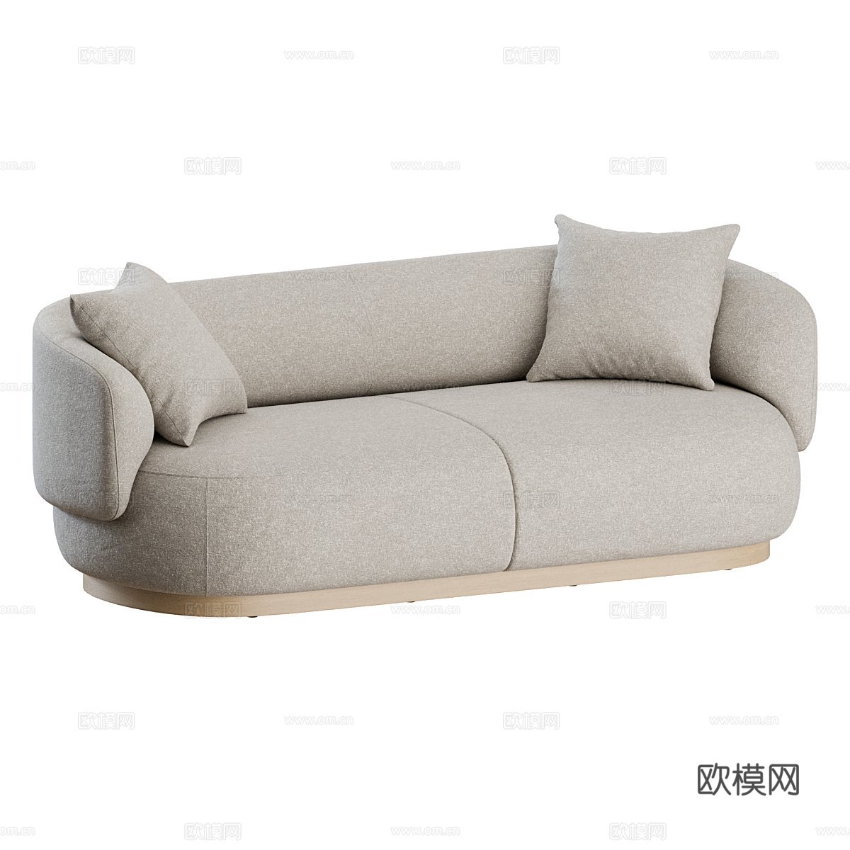 现代奶油风布艺休闲沙发3d模型