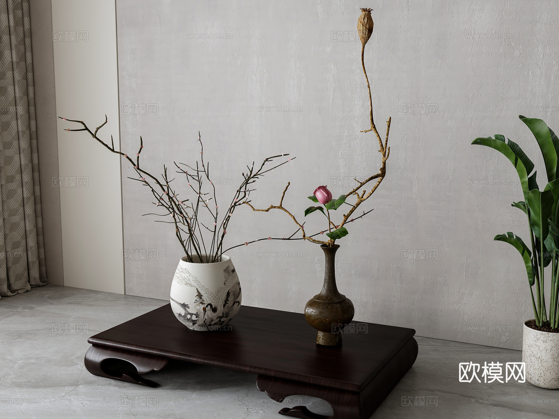 新中式花瓶花艺摆件3d模型