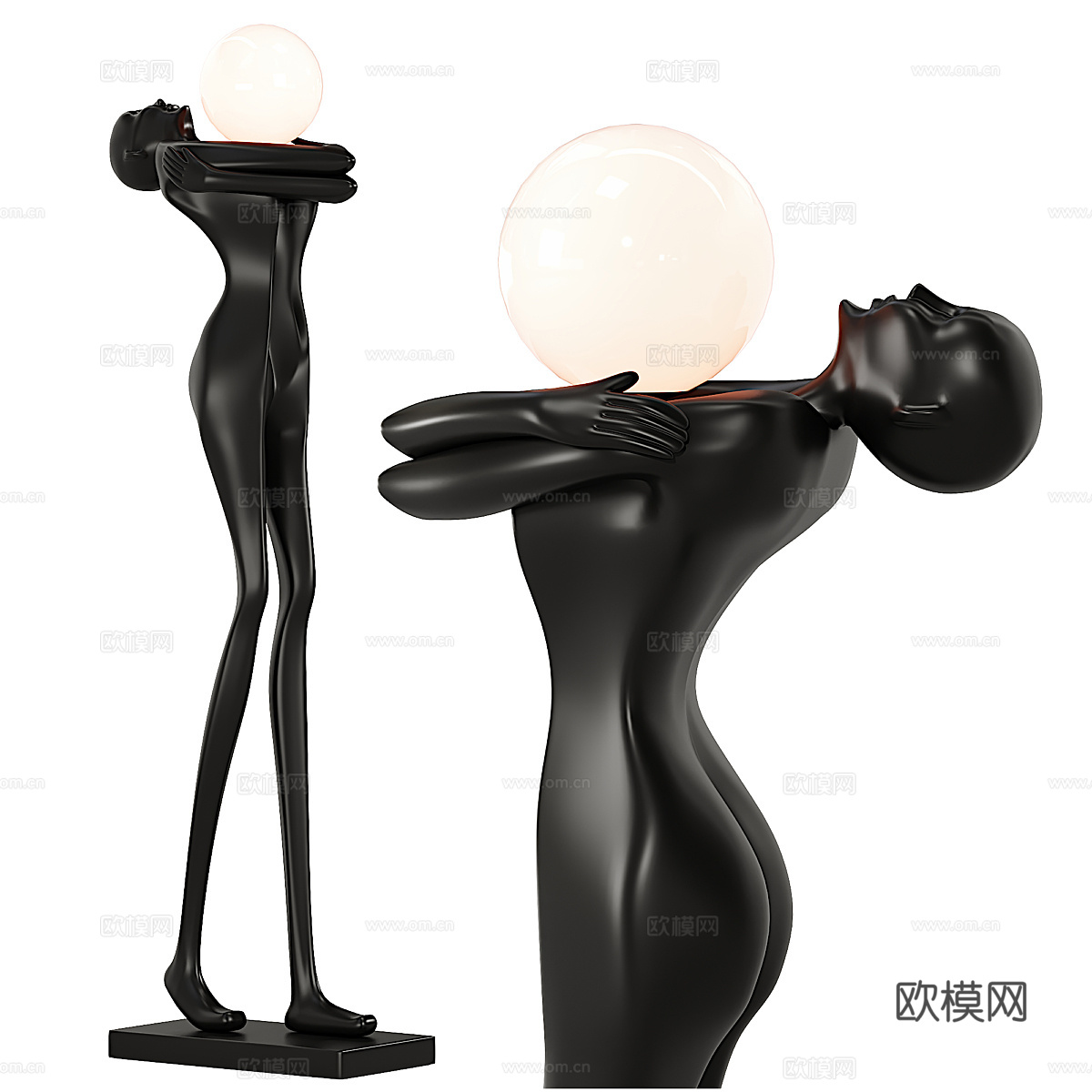 现代意式极简抽象人物雕塑落地灯3d模型