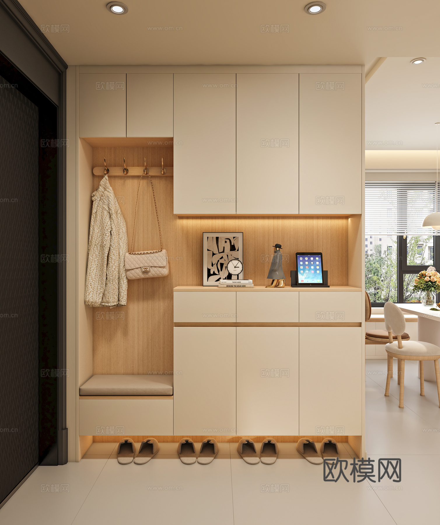 奶油风客餐厅3d模型