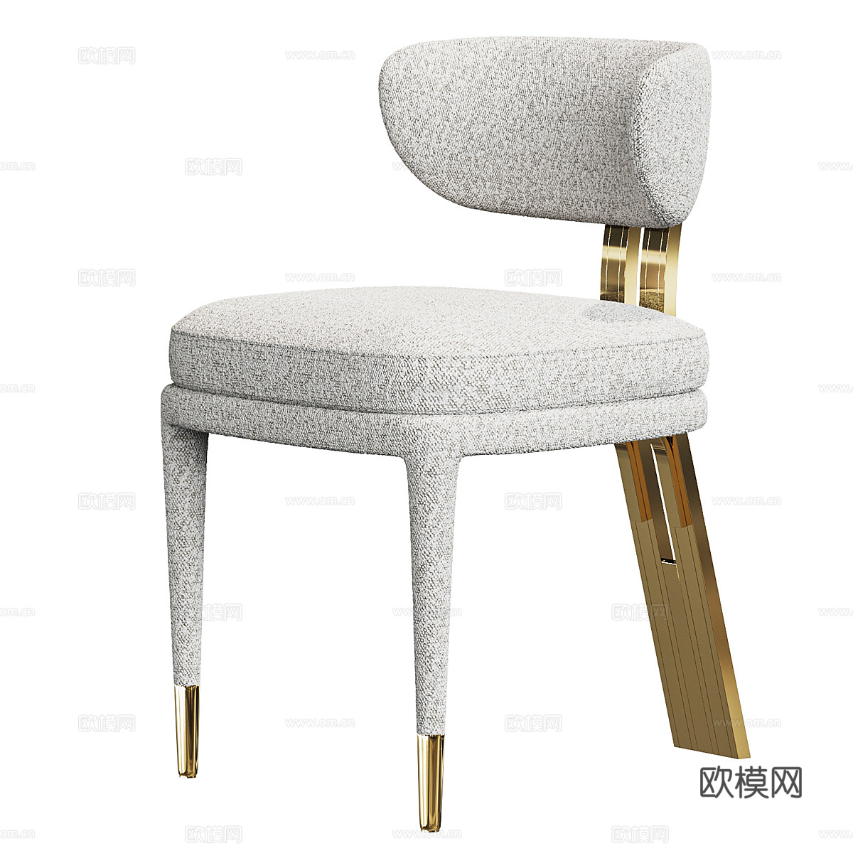 现代意式轻奢布艺餐椅3d模型