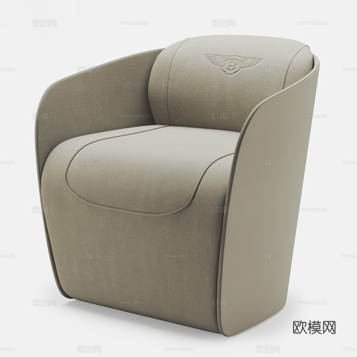 现代意式轻奢皮革扶手椅3d模型