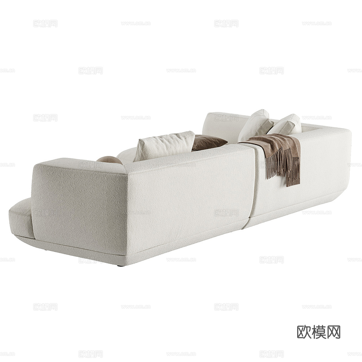 现代奶油风布艺转角沙发3d模型